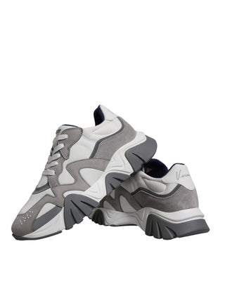 Versace Grey Leather Neoprene Chunky Low Top Squalo Sneakers Shoes - Ginchy