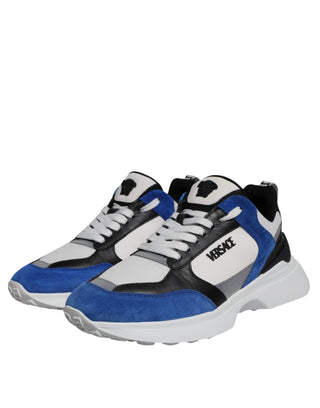 Versace Multicolor Canvas Quad Fabric Medusa Low Top Sneakers Shoes - Ginchy