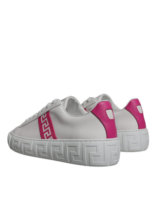 Versace White Pink Greca Print Platform Low Top Sneakers Shoes - Ginchy