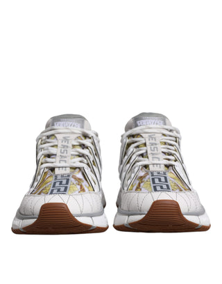Versace White Trigreca Barocco Print Low Top Sneakers Shoes - Ginchy