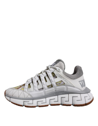 Versace White Trigreca Barocco Print Low Top Sneakers Shoes - Ginchy