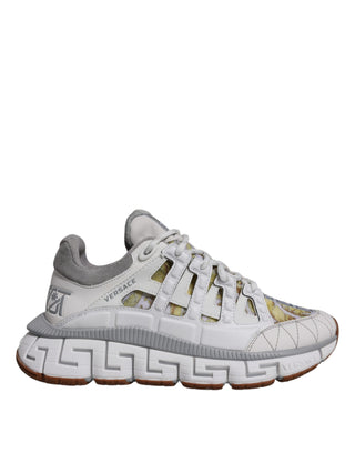 Versace White Trigreca Barocco Print Low Top Sneakers Shoes - Ginchy