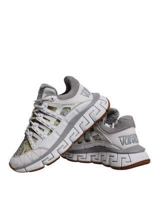 Versace White Trigreca Barocco Print Low Top Sneakers Shoes - Ginchy