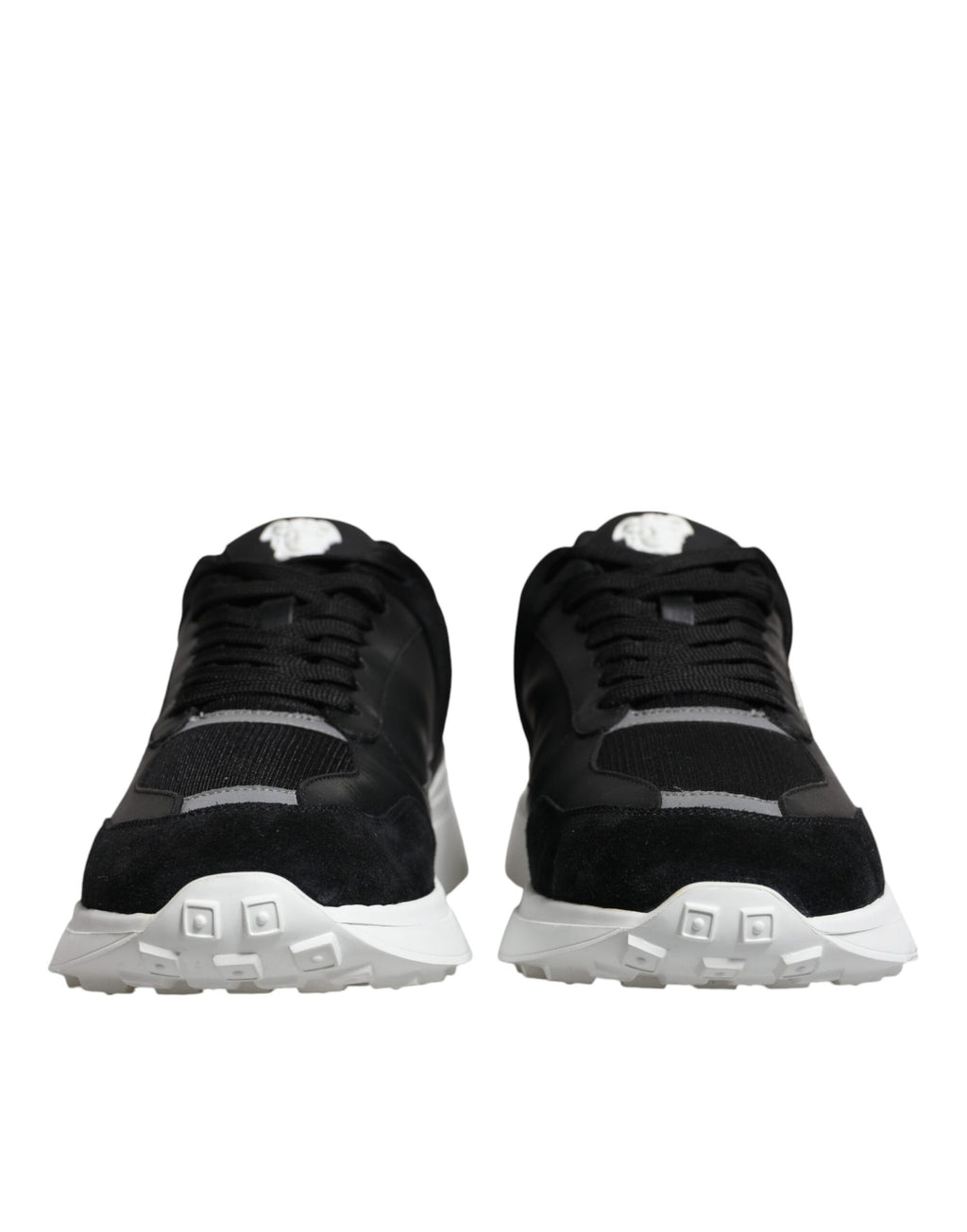 Versace Black Canvas Quad Fabric Medusa Low Top Sneaker Shoes - Ginchy