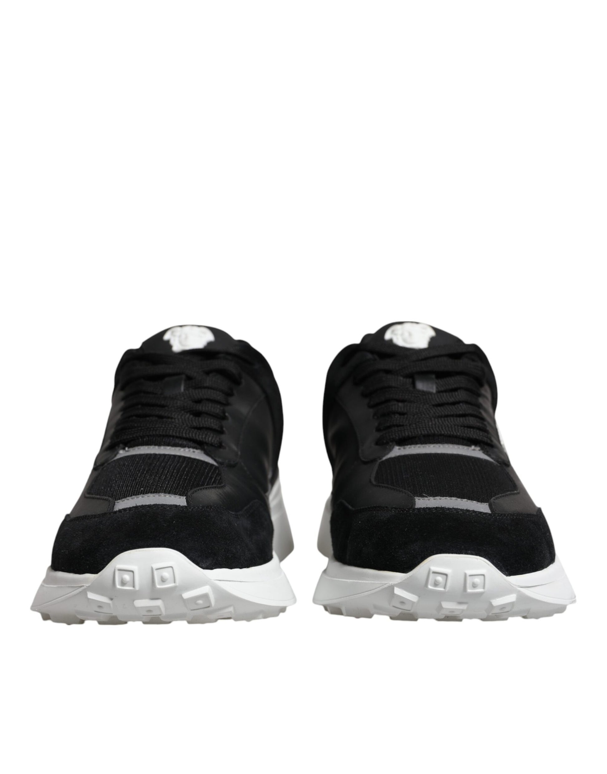 Versace Black Canvas Quad Fabric Medusa Low Top Sneaker Shoes - Ginchy