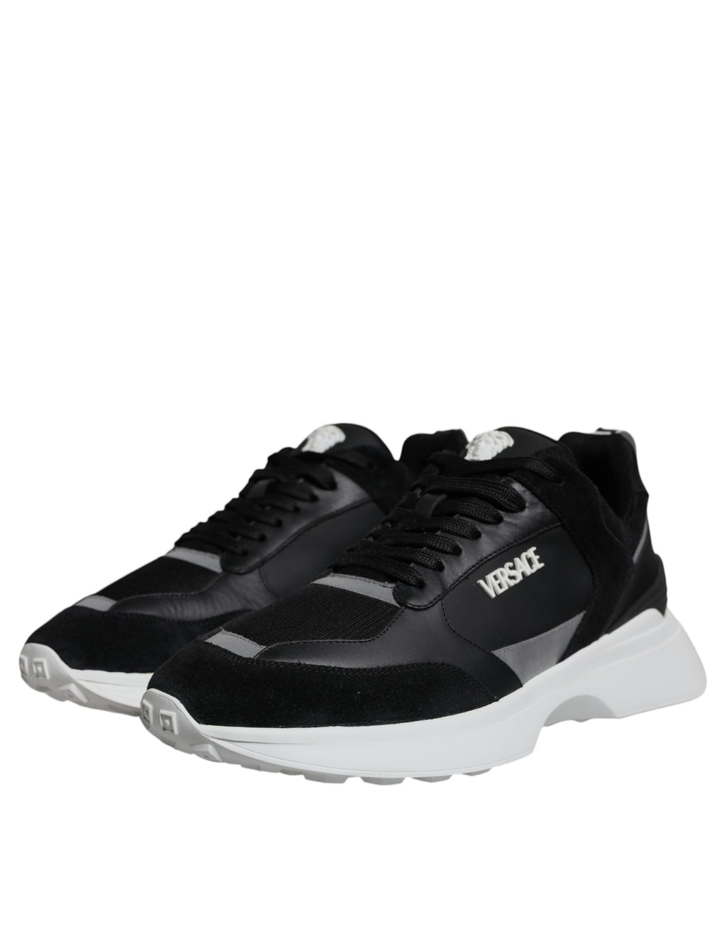 Versace Black Canvas Quad Fabric Medusa Low Top Sneaker Shoes - Ginchy