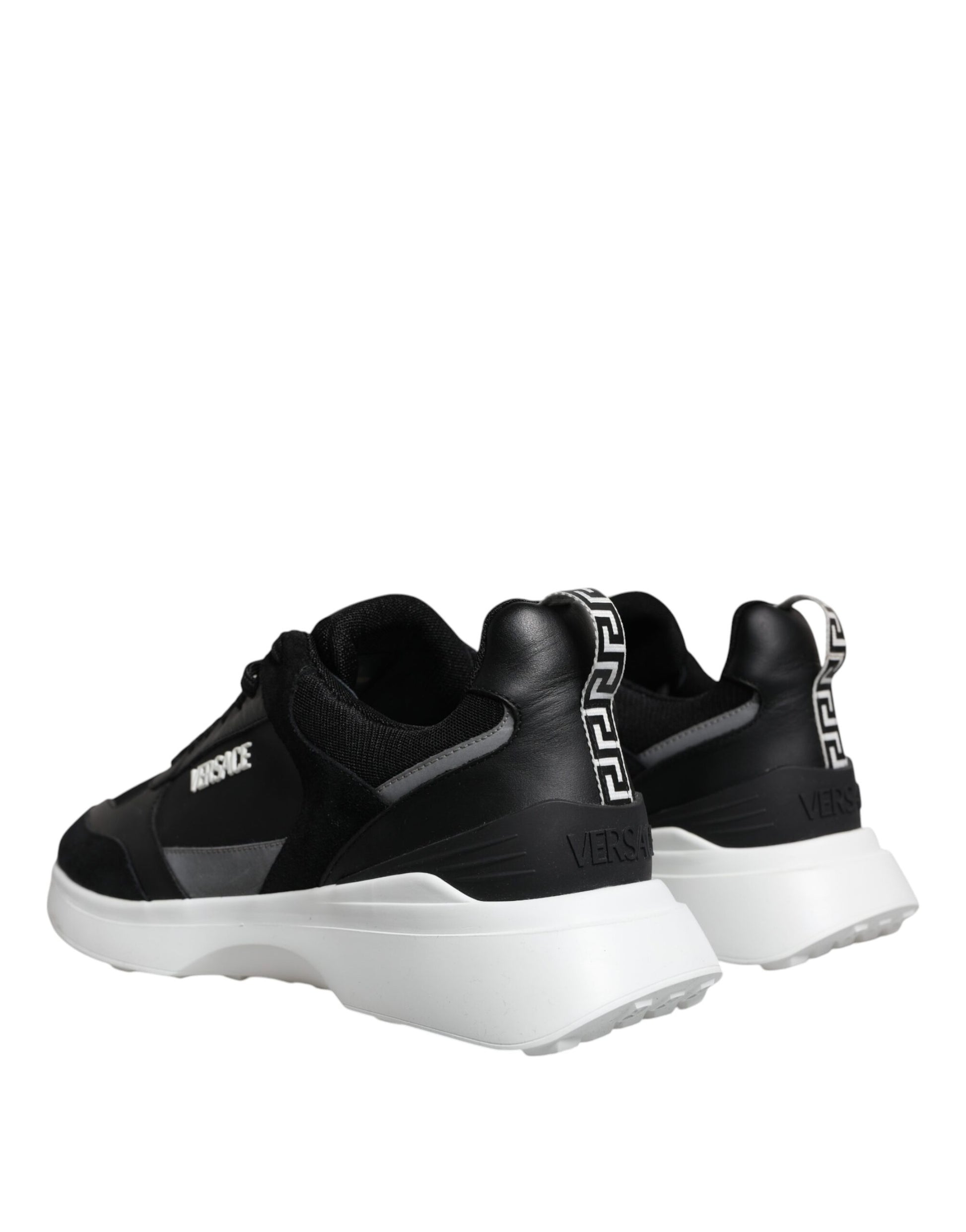 Versace Black Canvas Quad Fabric Medusa Low Top Sneaker Shoes - Ginchy