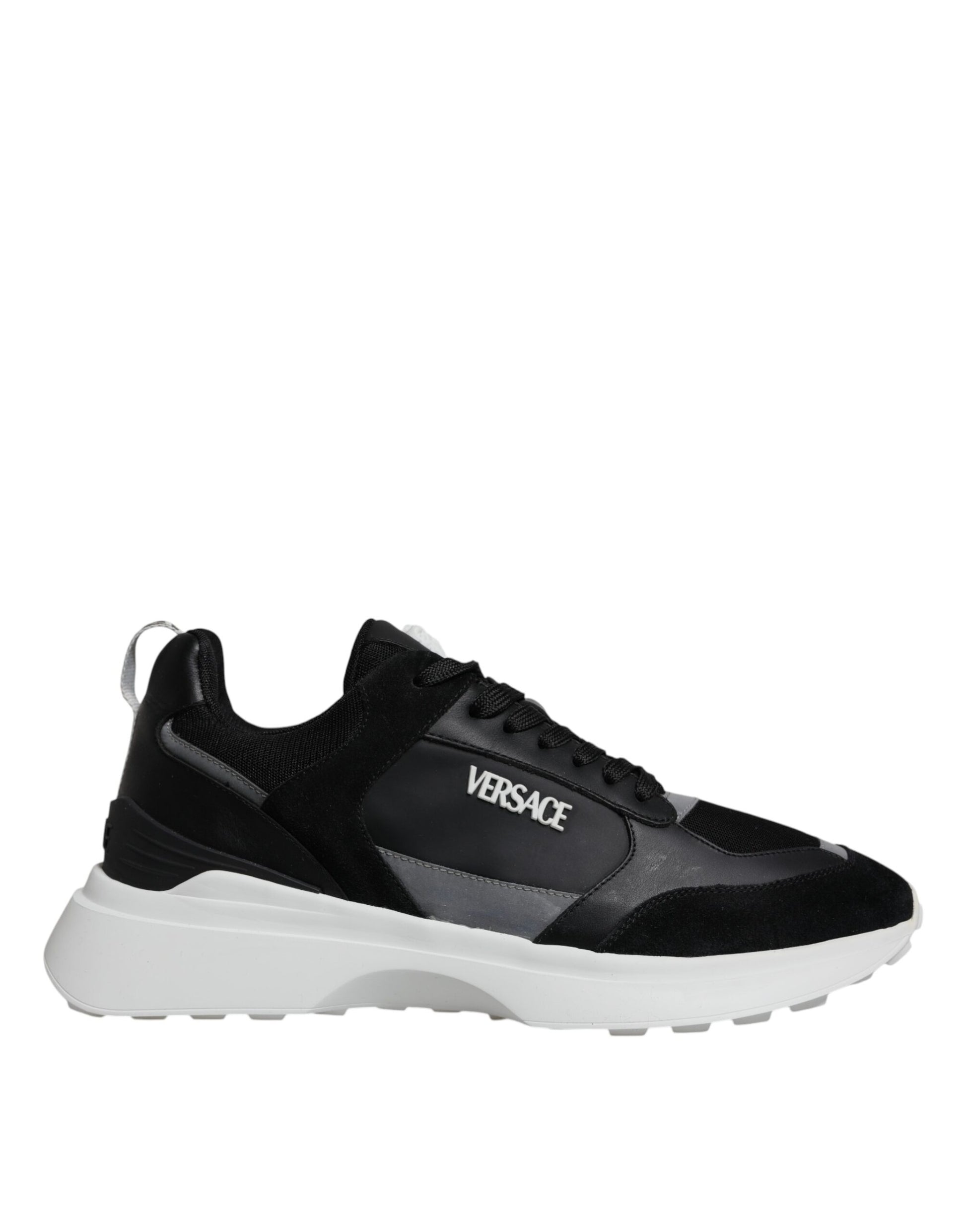 Versace Black Canvas Quad Fabric Medusa Low Top Sneaker Shoes - Ginchy