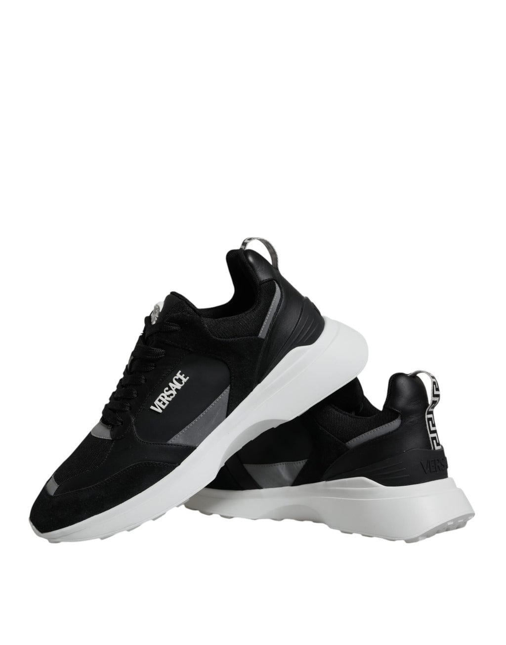 Versace Black Canvas Quad Fabric Medusa Low Top Sneaker Shoes - Ginchy