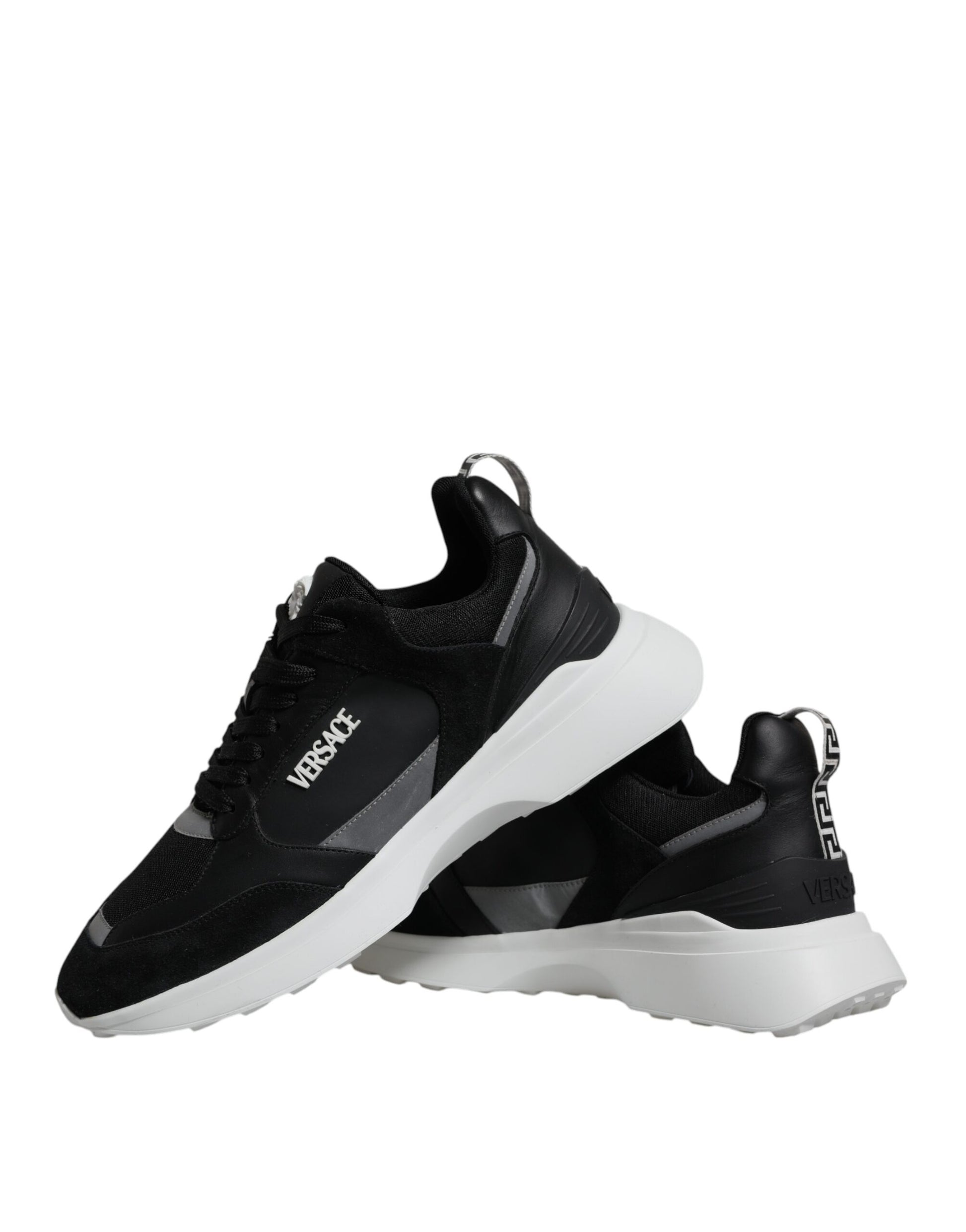 Versace Black Canvas Quad Fabric Medusa Low Top Sneaker Shoes - Ginchy