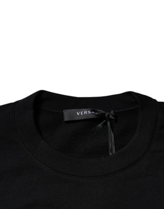 Versace Black Medusa Embroidery Crew Neck Pullover Sweater - Ginchy