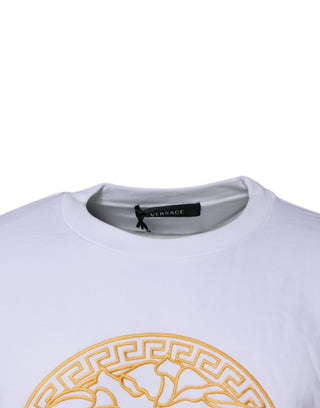 Versace White Medusa Embroidery Crew Neck Pullover Sweater - Ginchy