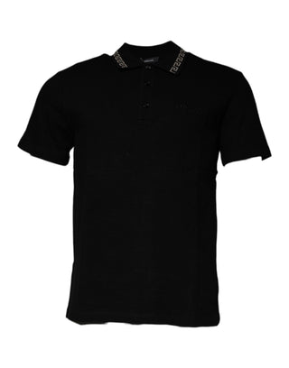Versace Black Viscose Collared Polo Short Sleeves T-shirt - Ginchy