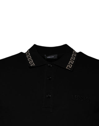 Versace Black Viscose Collared Polo Short Sleeves T-shirt - Ginchy