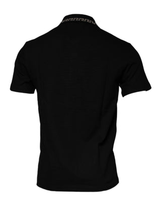 Versace Black Viscose Collared Polo Short Sleeves T-shirt - Ginchy