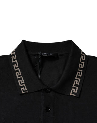 Versace Black Viscose Collared Polo Short Sleeves T-shirt - Ginchy