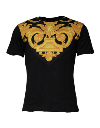 Versace Black Medusa Print Cotton Crew Neck T-shirt - Ginchy