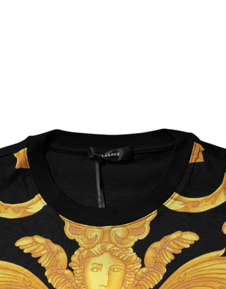Versace Black Medusa Print Cotton Crew Neck T-shirt - Ginchy