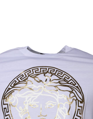 Versace White Medusa Print Cotton Crew Neck T-shirt - Ginchy