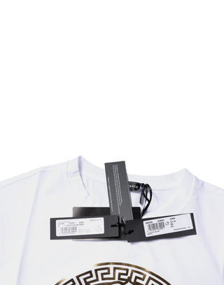 Versace White Medusa Print Cotton Crew Neck T-shirt - Ginchy