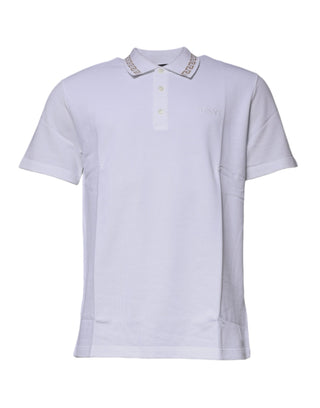 Versace White Viscose Collared Men Polo Short Sleeves T-shirt - Ginchy