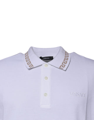 Versace White Viscose Collared Men Polo Short Sleeves T-shirt - Ginchy