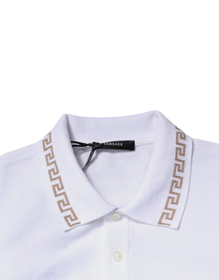 Versace White Viscose Collared Men Polo Short Sleeves T-shirt - Ginchy