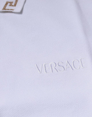 Versace White Viscose Collared Men Polo Short Sleeves T-shirt - Ginchy