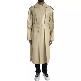 Bottega Veneta Beige Lambskin Leather Trench Coat Jacket - Ginchy