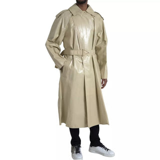 Bottega Veneta Beige Lambskin Leather Trench Coat Jacket - Ginchy