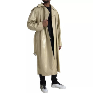 Bottega Veneta Beige Lambskin Leather Trench Coat Jacket - Ginchy