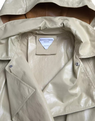 Bottega Veneta Beige Lambskin Leather Trench Coat Jacket - Ginchy