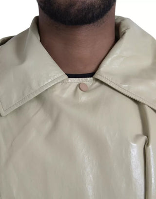 Bottega Veneta Beige Lambskin Leather Trench Coat Jacket - Ginchy