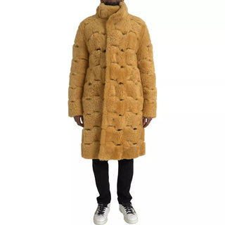 Bottega Veneta Yellow Wool Long Teddy Coat Jacket - Ginchy