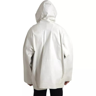 Bottega Veneta White Leather Men Waterproof Jacket Blouson - Ginchy