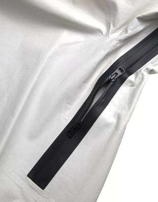 Bottega Veneta White Leather Men Waterproof Jacket Blouson - Ginchy