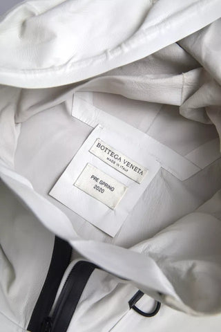 Bottega Veneta White Leather Men Waterproof Jacket Blouson - Ginchy