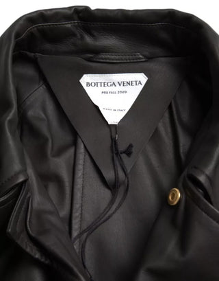 Bottega Veneta Black Leather Men Waterproof Trenchcoat Jacket - Ginchy