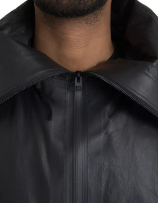 Bottega Veneta Black Leather Hooded Men Trenchcoat Jacket - Ginchy