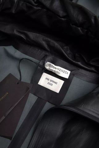 Bottega Veneta Black Leather Hooded Men Trenchcoat Jacket - Ginchy