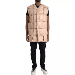 Bottega Veneta Beige Quilted Sleeveless Calf Leather Jacket - Ginchy