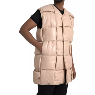 Bottega Veneta Beige Quilted Sleeveless Calf Leather Jacket - Ginchy