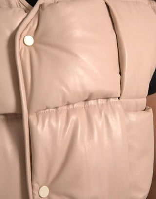 Bottega Veneta Beige Quilted Sleeveless Calf Leather Jacket - Ginchy