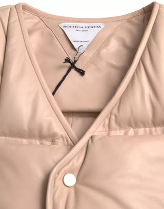 Bottega Veneta Beige Quilted Sleeveless Calf Leather Jacket - Ginchy