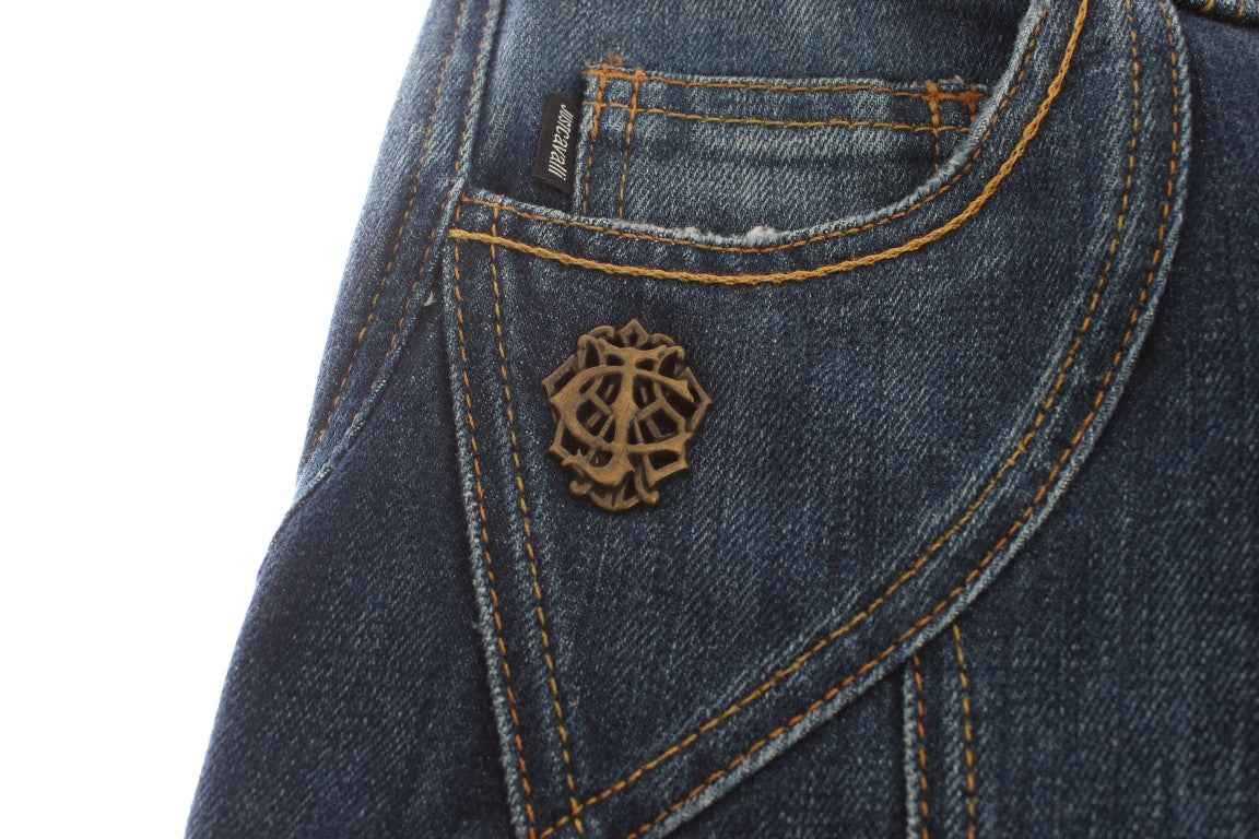 Cavalli Blue Cotton Stretch Low Waist Jeans