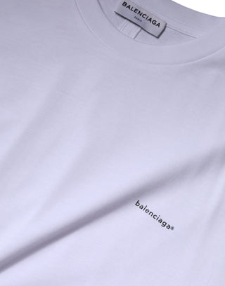 Balenciaga White Logo Cotton Crew Neck Short Sleeves T-shirt - Ginchy