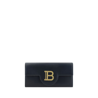 Balmain Calfskin Shoulder Wallet with Gold-Plated Chain