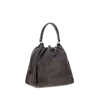 Brunello Cucinelli Brown Calf Leather Bos Taurus Shoulder Bag