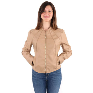 Yes Zee Beige Polyethylene Jackets & Coat - Ginchy
