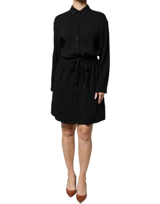 Emporio Armani Black Viscose Long Sleeves A-line Mini Dress - Ginchy